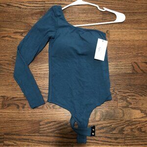 Klassy Network Women's Teal-ish Blue One Shoulder Bodysuit XS